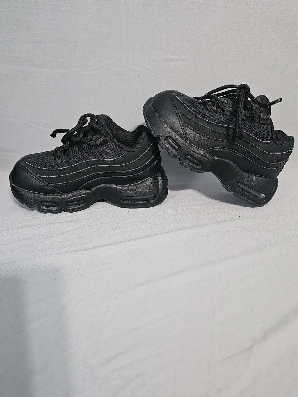 Nike Air Max Kids Black Athletic Sneakers with White Trim